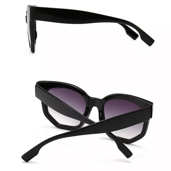 Unisex Square Nail Head Black & Grey Sunglasses - Picture 2 of 3